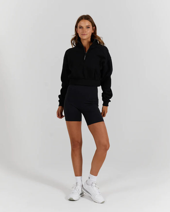 SPORTS 1 4 ZIP CROP JUMPER BLACK Empower Lifestyle